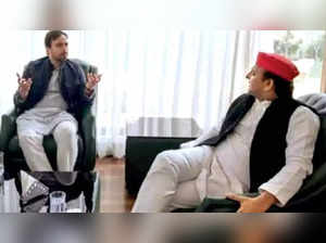 SP chief Akhilesh Yadav meets Jayant Chaudhary in Lucknow on Tuesday