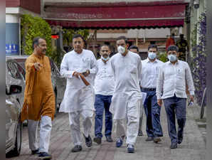 New Delhi: Congress leaders Randeep Singh Surjewala and Jitendra Singh comes out...