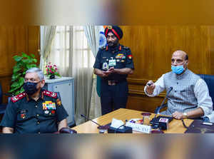 Defence Minister Rajnath Singh with CDS Bipin Rawat