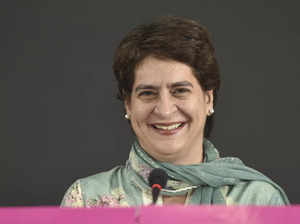 Lucknow: Congress General Secretary Priyanka Gandhi Vadra addresses a press conf...