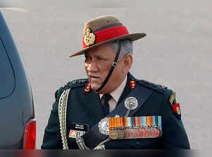 FILE PHOTO: FILE PHOTO: Indian Army chief General Bipin Rawat arrives for the Beating the Retreat ceremony in New Delhi