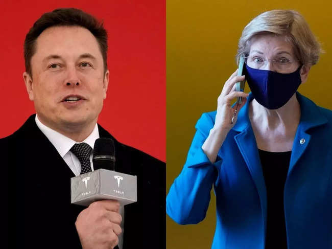 Elon Musk (L) Elizabeth Warren (R)