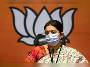 New Delhi: Union Minister for Women and Child development Smriti Irani during an...