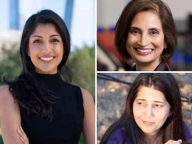 From left, clockwise: Anjali Sud, CEO of Vimeo; Fable CEO Padmasree Warrior, and Sharmistha Dubey, CEO of Match Group. (Image: LinkedIn)