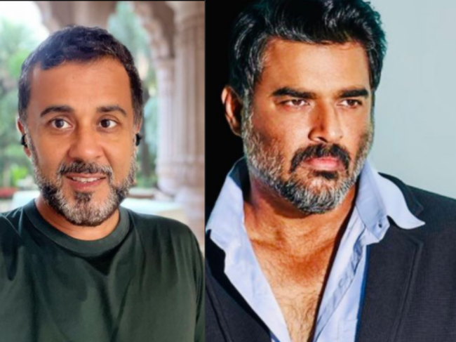 Both Chetan Bhagat (left) and Madhavan (right) are part of Netflix show, 'Decoupled'.