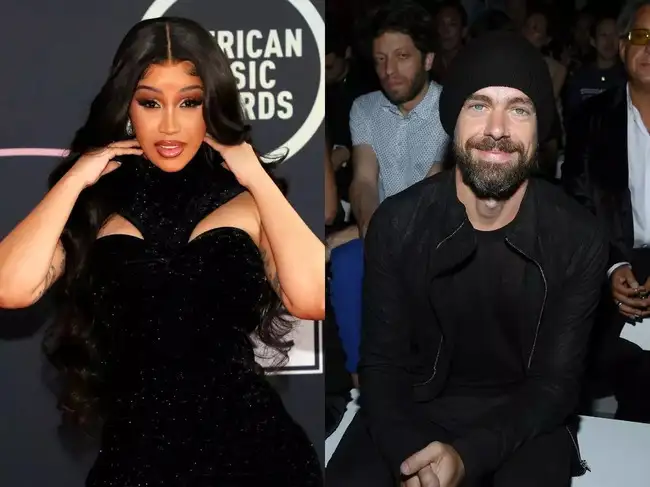Cardi B (L) Jack Dorsey (R)