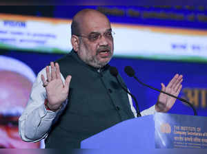 Mumbai: Union Minister of Home Affairs and Cooperation Amit Shah addresses the p...