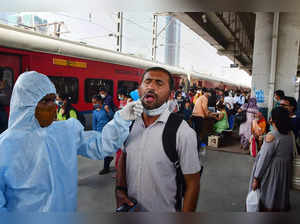 Mumbai: A Brihanmumbai Municipal Corporation (BMC) health worker collects swab s...