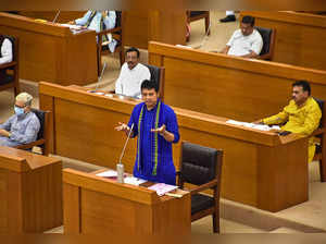 Agartala: Tripura Chief Minister Biplab Kumar Deb speaks during the Budget Sessi...