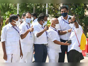 Chennai: DMK MLAs leave after attending the first day of the Tamil Nadu Assembly...