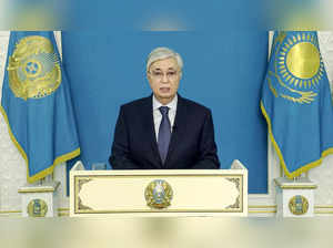 Nur-Sultan: In this handout photo taken from video released by Kazakhstan's Pres...
