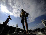 Statues of volleyball players