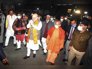 Lucknow: Union Home Minister Amit Shah with Uttar Pradesh Chief Minister Yogi Ad...