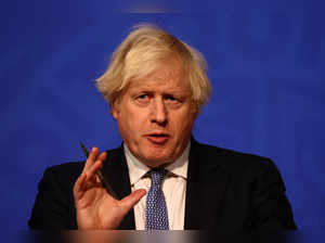 FILE PHOTO: British Prime Minister Boris Johnson holds a news conference, in London