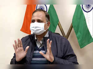 New Delhi, Jan 13 (ANI): Delhi Health Minister Satyendra Jain addresses the pres...