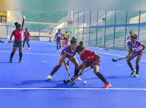 New Delhi: Hockey India Junior Women's team and Sports Authority of India B team...