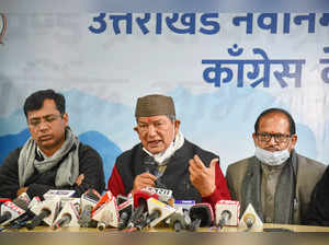 Dehradun: Uttarakhand Congress Campaign Committee Chairman Harish Rawat addresse...