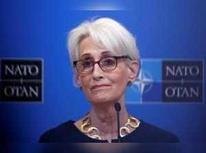 U.S. Deputy Secretary of State Wendy Sherman holds a news conference at the NATO headquarters in Brussels