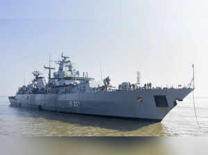 Mumbai: Bayern F217, a Brandenburg-class frigate of the German Navy, arrives at ...