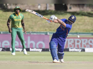 Paarl:Indian batsman Rishabh Pant plays a shot during the first ODI match betwee...