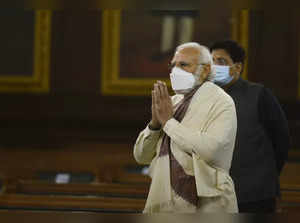 New Delhi: Prime Minister Narendra Modi arrives to pay floral tributes to Netaji...