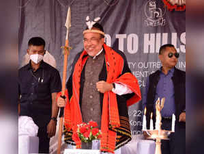 Kangpokpi: Manipur Chief Minister N Biren Singh attends the second Go to Hills 2...