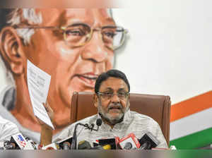 Mumbai: NCP leader and Cabinet minister of Maharashtra Nawab Malik addresses the...