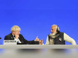 Glasgow: Prime Minister Narendra Modi with UK Prime Minister Boris Johnson at th...