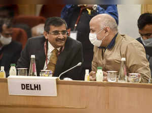 New Delhi: Delhi Deputy Chief Minister Manish Sisodia with Goa Finance Secretary...
