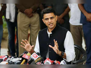 Jaipur: Congress senior leader Sachin Pilot addresses the press conference ahead...