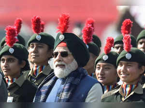 New Delhi: Prime Minister Narendra Modi with cadets during Prime Minister's NCC ...