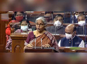 **EDS: TV GRAB** New Delhi: Union Finance Minister Nirmala Sitharaman presents t...
