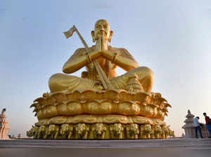 Hyderabad: A 216-foot statue of 11th century saint Ramanujacharya ahead of its u...