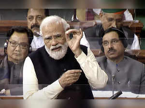New Delhi, Feb 07 (ANI): Prime Minister Narendra Modi replies to the debate on t...