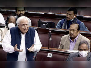 New Delhi, Feb 09 (ANI): Congress MP Kapil Sibal speaks in the Rajya Sabha durin...