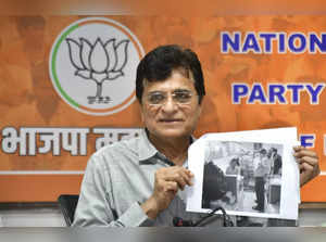 Mumbai: BJP leader Kirit Somaiya addresses the media at BJP office, in Mumbai, T...