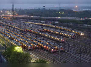 **EDS: YEARENDER 2021- GENERAL** New Delhi: Metro trains parked at Timarpur Metr...