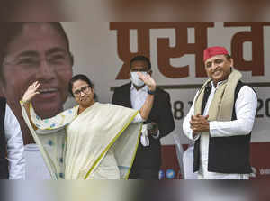 Lucknow: West Bengal Chief Minister Mamata Banerjee and Samajwadi Party Presiden...