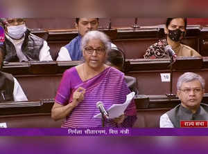 **EDS: TV GRAB** New Delhi: Union Minister Nirmala Sitharaman in the Rajya Sabha...