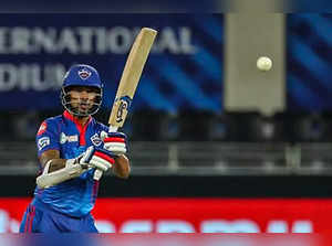 Dubai: Shikhar Dhawan of Delhi Capitals plays a shot during match 33 of the Vivo...