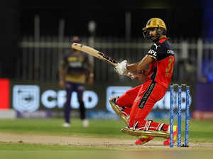 Sharjah: Devdutt Padikkal of Royal Challengers Bangalore plays a shot during the...