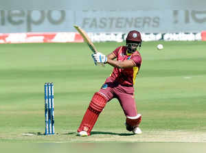 Ahmedabad: West Indies' batsman Nicholas Pooran plays a shot during the first OD...