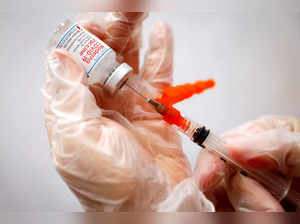 FILE PHOTO: A healthcare worker prepares a syringe with the Moderna COVID-19 vaccine at a pop-up vaccination site in Manhattan in New York City