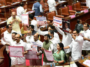 Congress legislators spend night in Karnataka legislature demanding Minister K S Eshwarappa's dismissal