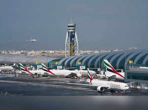 Dubai: FILE - An Emirates jetliner comes in for landing at the Dubai Internation...