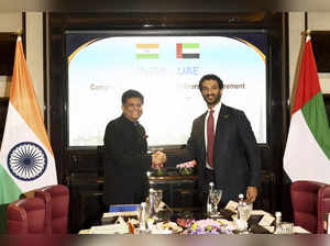 New Delhi: Union Commerce and Industry Minister Piyush Goyal with UAE Economy Mi...
