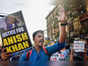Kolkata: Activists take part in a rally to protest over student leader Anish Kha...