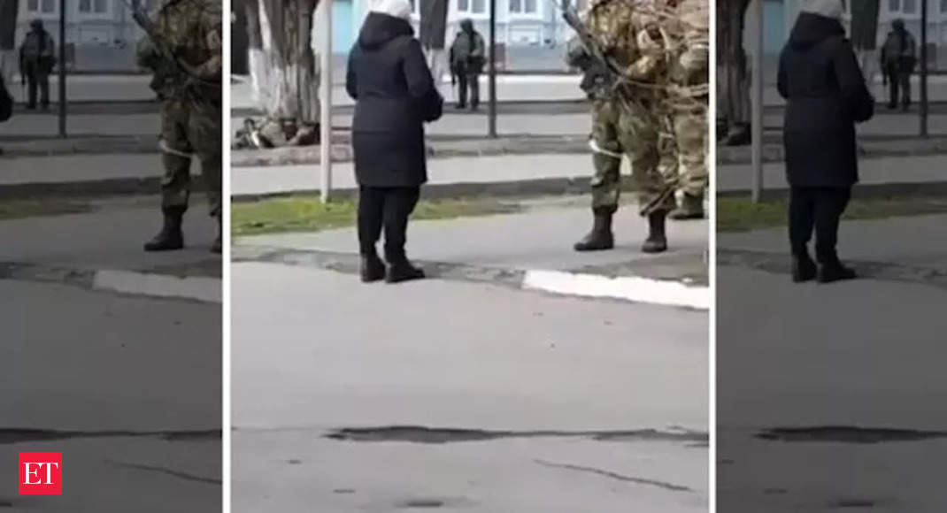 Woman Confronts Russian Soldier