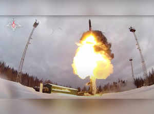 A Russian Yars intercontinental ballistic missile is launched during the exercises