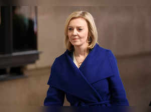 British Foreign Secretary Liz Truss arrives at the BBC headquarters in London